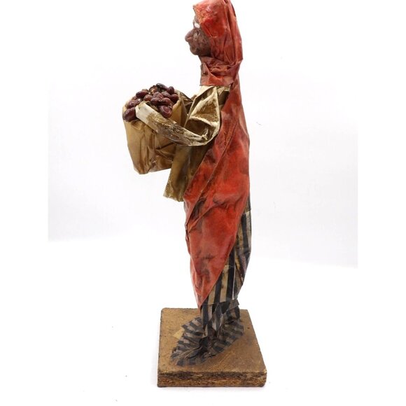 Viejita Papel Mache Old Woman w Bag of Beans Papier Mache 12x3½x3½ Mexico - Picture 4 of 6
